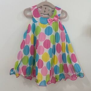 Jessica Ann Multicolor Polka Dot Dress in Pink, Blue and Green